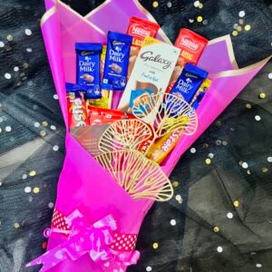Chocolate Bouquet By Uphaar Creators With Pink Bouquet Sheet