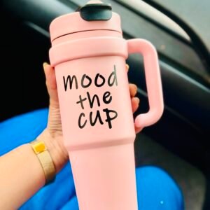 Mood the Cup 900ml Insulated Tumbler with Handle & Flip Straw Lid — Matte Blush Pink Large Capacity Water Cup (Pastel Pink)