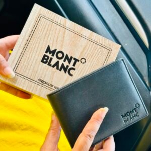 MONT BLANC Premium Wallet Black With Wooden Box / Leather Wallet For Men