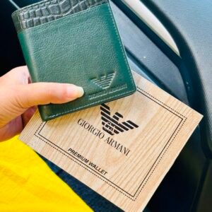 GIORGIO ARMANI Premium Wooden Box Premium Wallet Green/Leather Wallet For Men