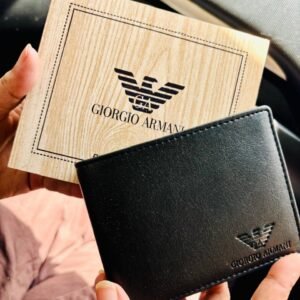 GIORGIO ARMANI Premium Wooden Box Premium Wallet Black/Leather Wallet For Men